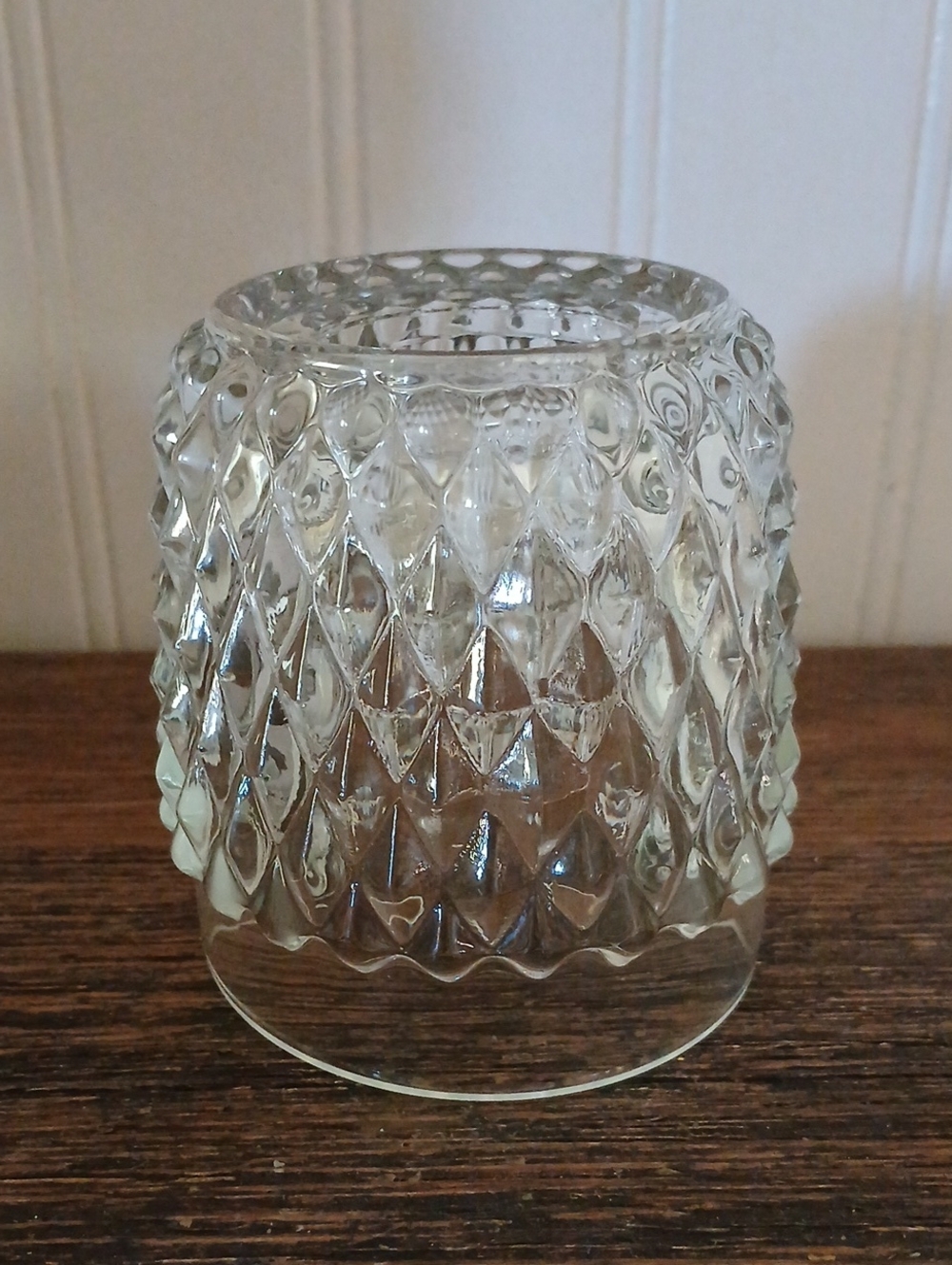 Vintage Indiana Glass Fairy Lamp Clear Diamond Point Replacement TOP SHADE ONLY